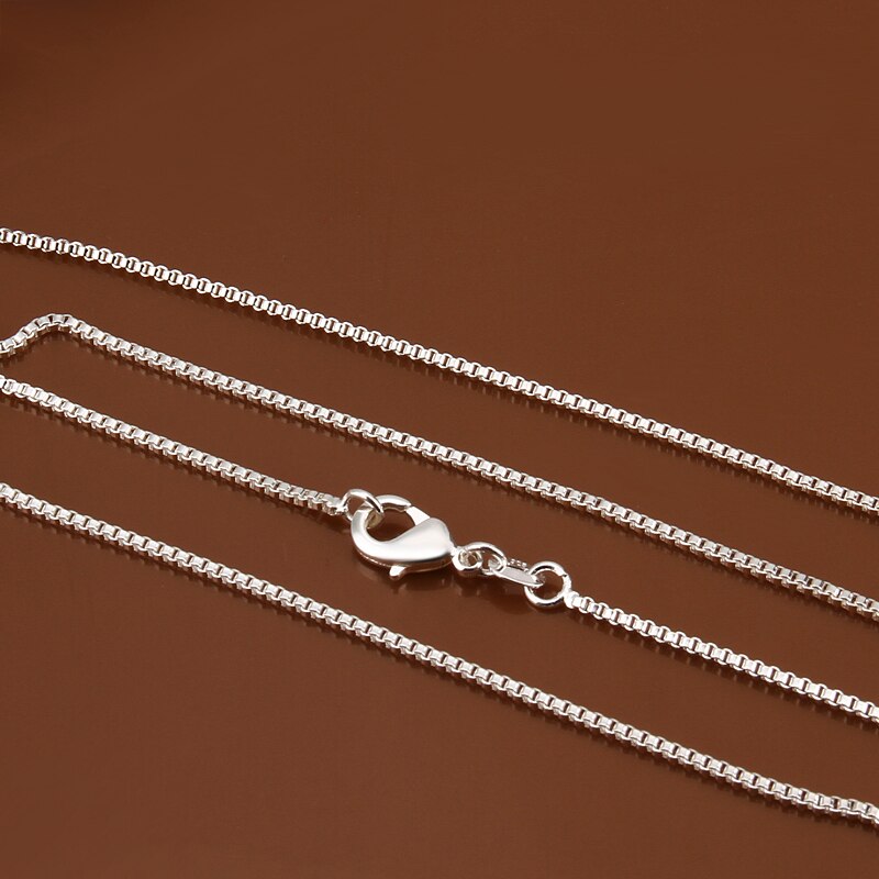 40cm-60cm Thin Real 925 Sterling Silver Slim Box Chain Necklace Women