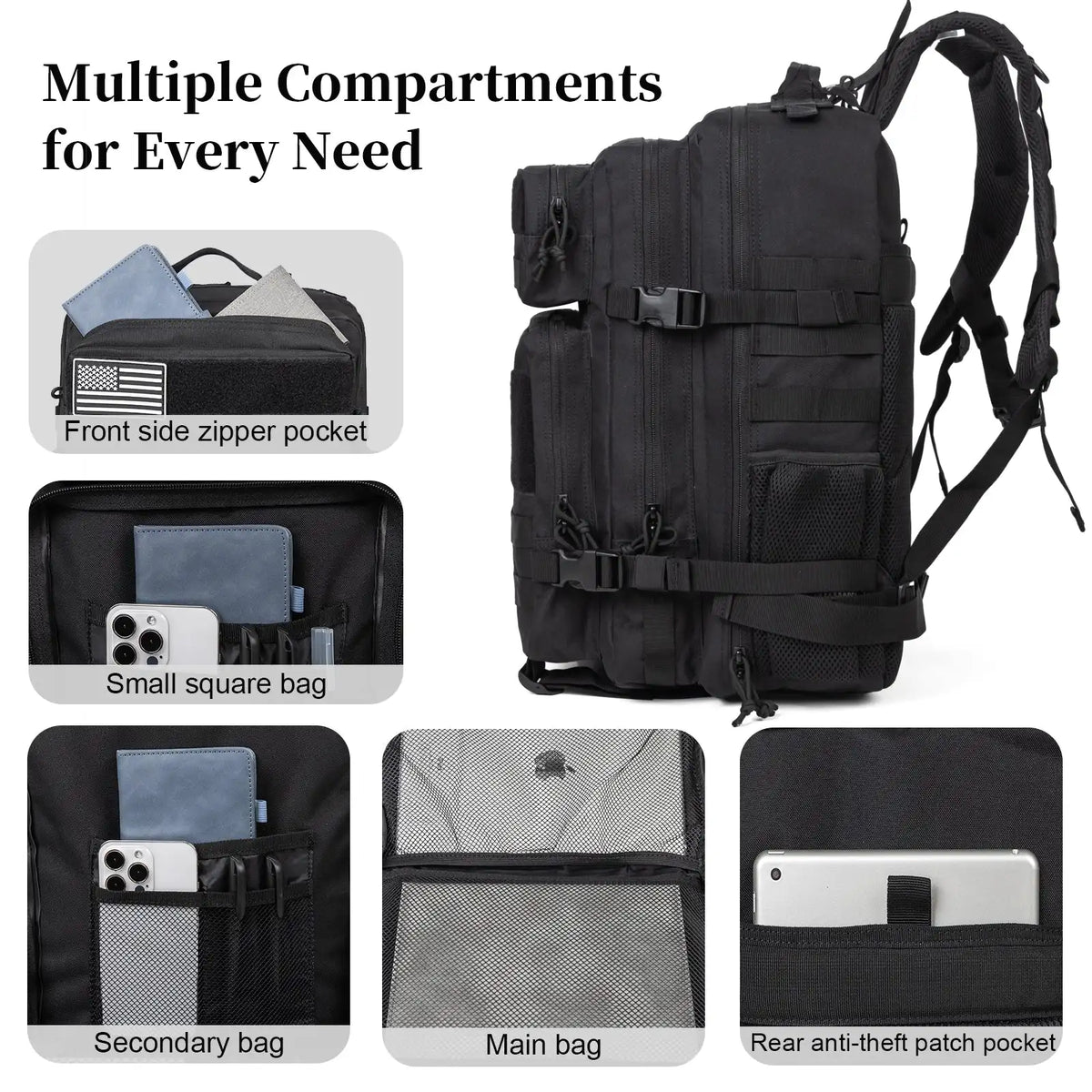 60L Army Military Tactical Backpack Men's Travel Large Capacity Rucksacks Men Waterproof Outdoor Sports Multi-functional Bags