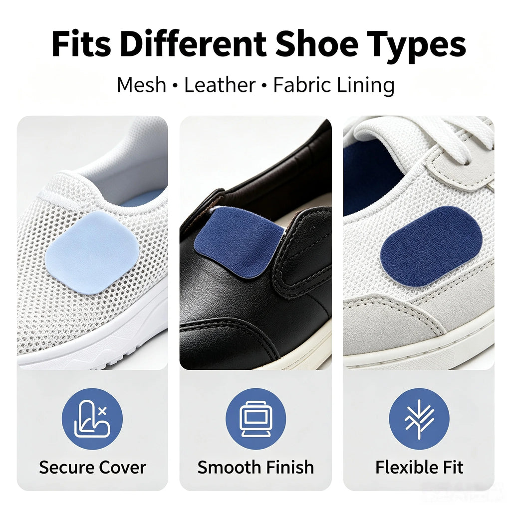 24Pcs Self Adhesive Shoe Repair Patches, 3 Sizes 4 Colors Fabric Shoe Hole Fix Patch for Sneaker Heel Liner Toe Box