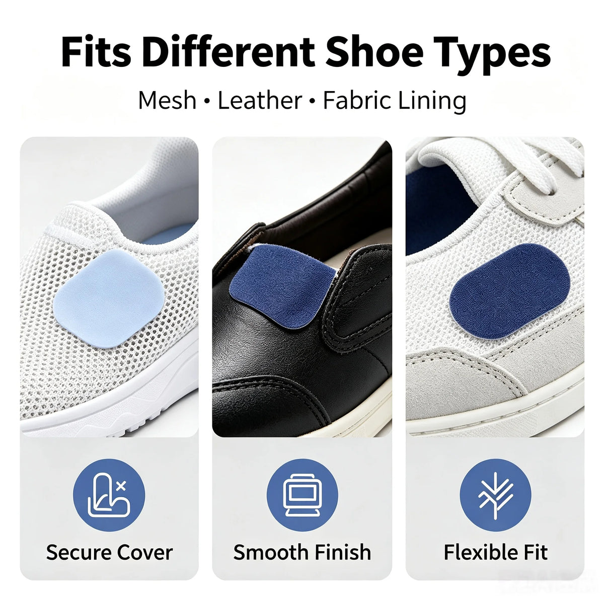 24Pcs Self Adhesive Shoe Repair Patches, 3 Sizes 4 Colors Fabric Shoe Hole Fix Patch for Sneaker Heel Liner Toe Box