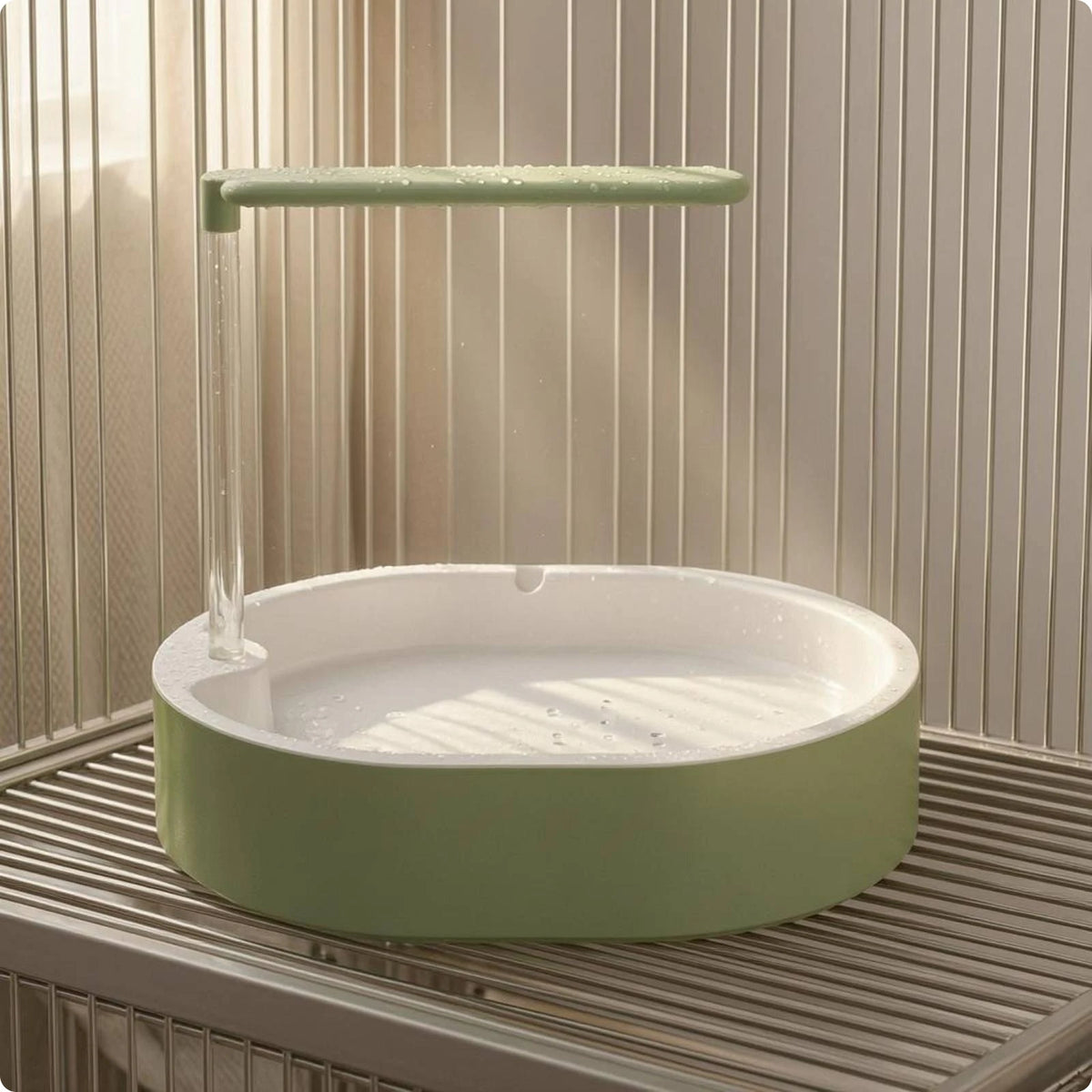 Parrot Bath Basin Green and White Bird Shower Bath Parrot Bathtub Plastic Pet Accessory Transparent