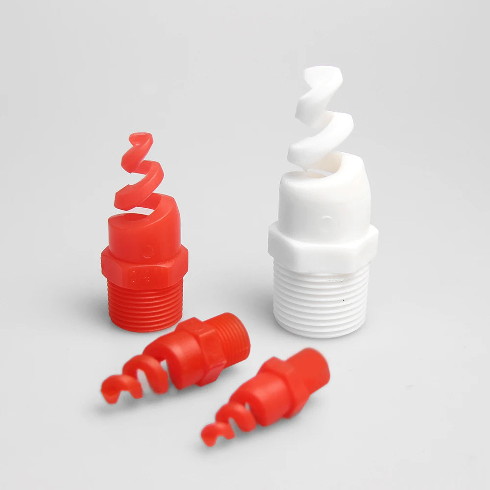 Huajue Plastic Spiral Spray Nozzle 1/4 Inch  5pcs Full Cone Spray Nozzle Uniform Atomizing Nozzle for Cleaning Dust Removal