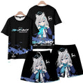 Men's Suits Anime Blue Archive Takanashi Hoshino 3D Print T-Shirts Shorts 2-Piece Sets Tracksuits Oversized Outfits Man Clothing