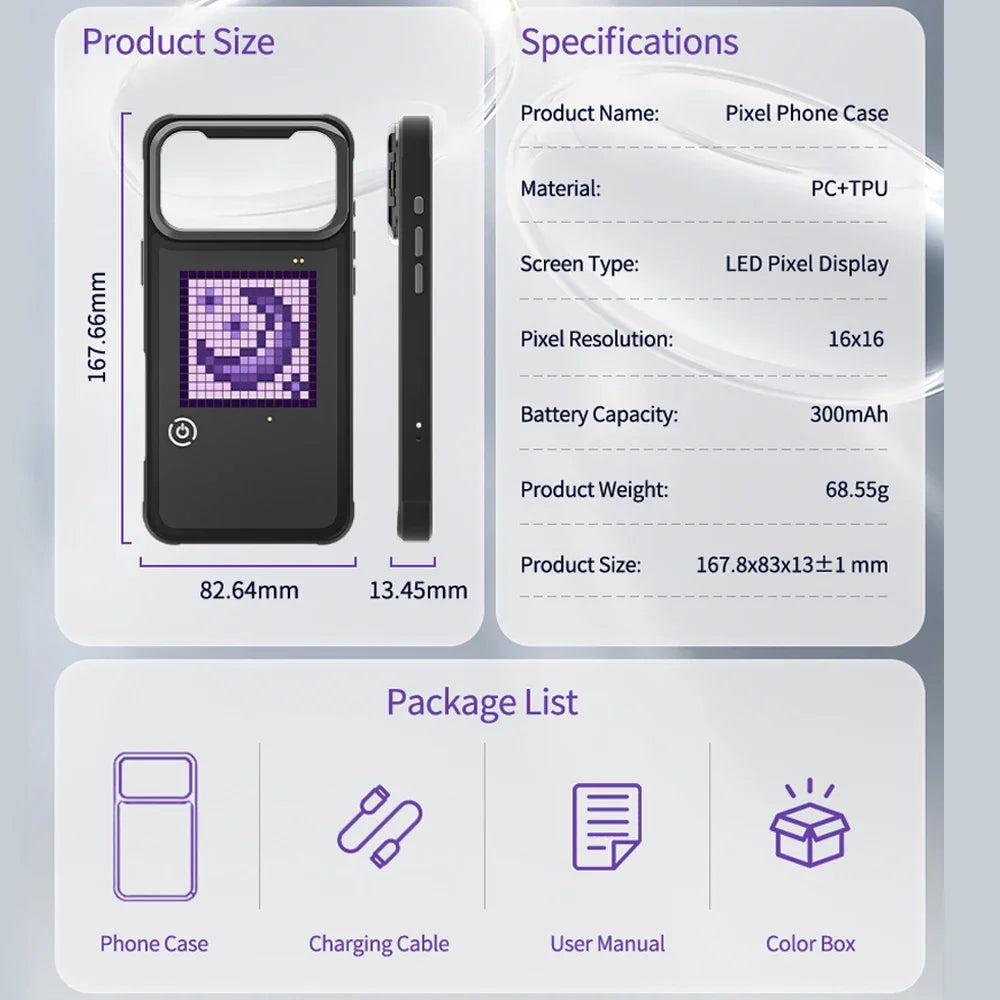 DIY Mode with APP Image Screen Case for IPhone 17 16 Pro Max Smart Function Phone Cases Anime Mobile Phone Accessories