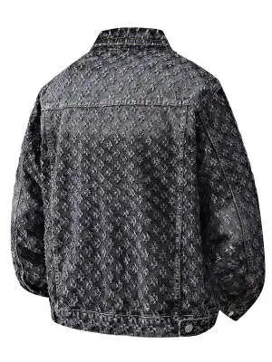 Fashion High-end Jacquard Design Men's Clothing Retro Streetwear Stylish and Casual Single Breasted Vintage Denim Jacket
