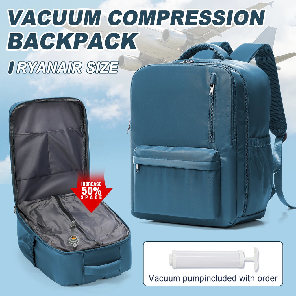 Ryanair Hand Luggage 40x30x20 Travel Backpack，Vacuum Backpack With Pump Wizzair Airplane Cabin Backpack for Women Men Laptop Bag