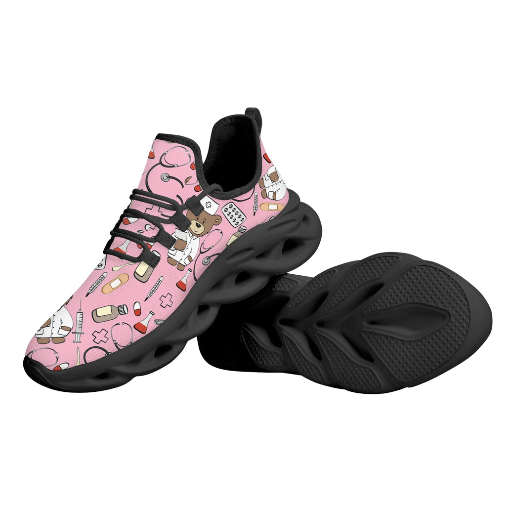 Pink Cartoon Doctor Nurse Shoes for Women Female Flats Shoes Running Sneakers Light Mesh Ladies Footwear chaussure femme
