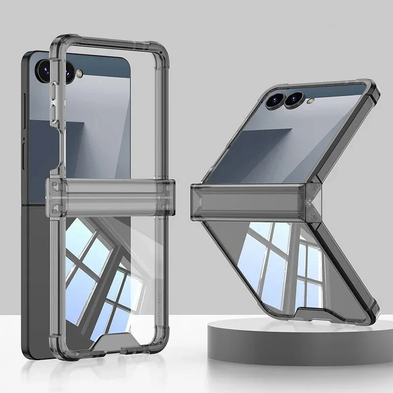 Luxury Ring Holder Airbag Hinge Protection Phone Case For Samsung Galaxy Z Flip7 FE  Z Flip 7 6 5 flip7 zflip6 Candy Clear Cover