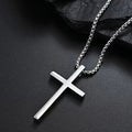 Hip Hop Trend Cross Pendant Necklace for Men Simple Punk Silver Color Titanium Steel Chain Versatile Street Jewelry Accessories