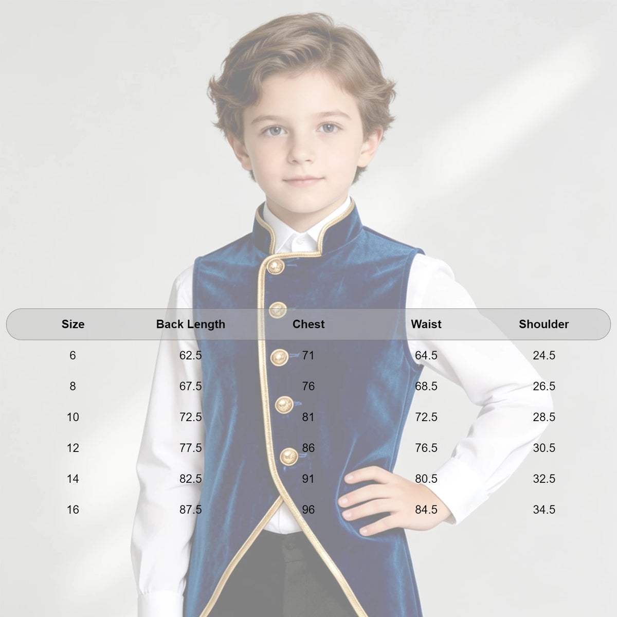 Boys Retro Medieval Renaissance Steampunk Gothic Velvet Tailcoat Jacket Metallic Trim Victorian Vest Carnival Halloween Costumes