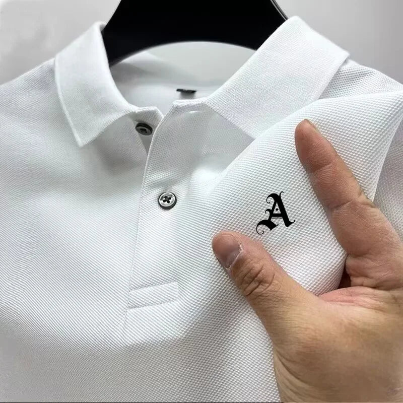 New Fashionable Luxury Brand Short-Sleeve High-End Printed Polo Shirt; New Summer Men's Button-Down Collar T-Shirt Men's Apparel