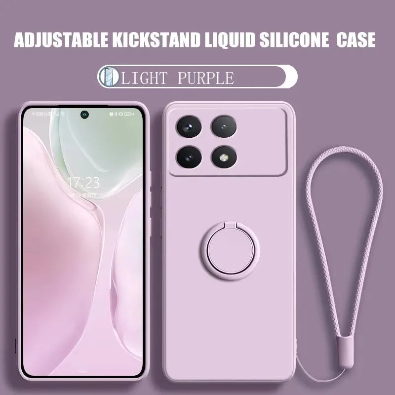 Luxury Liquid Silicone Magnetic Holder Stand Phone Case For XiaoMi Redmi 12C A5 A3 A2 Note 14 13 12 Pro Plus 11 10 9 Back Cover
