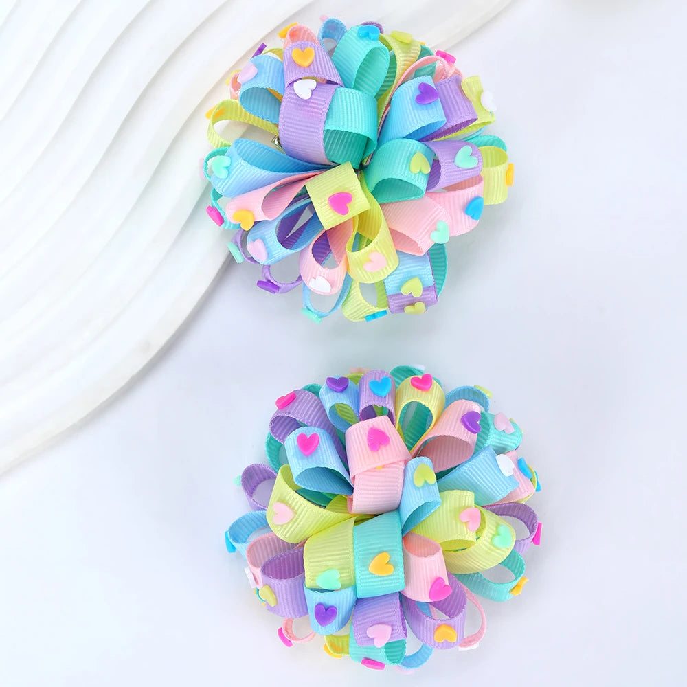 2Pcs Flower Hair Clips Sweet Hydrangea Heart Decoration Hairpin Cute Floral Barrette Girls Kid School Headdress Hair Accessoires