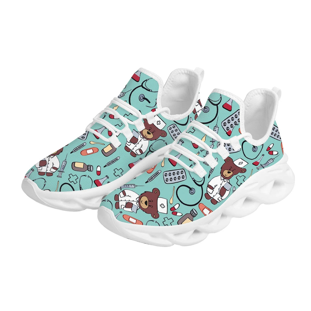 Pink Cartoon Doctor Nurse Shoes for Women Female Flats Shoes Running Sneakers Light Mesh Ladies Footwear chaussure femme