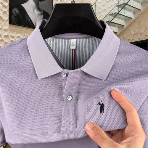 100% Pure Cotton High-End Brand Men's Short Sleeve Polo Shirt 2026 Summer Luxury Fashion Pony embroidery Golf Top Casual T-Shirt