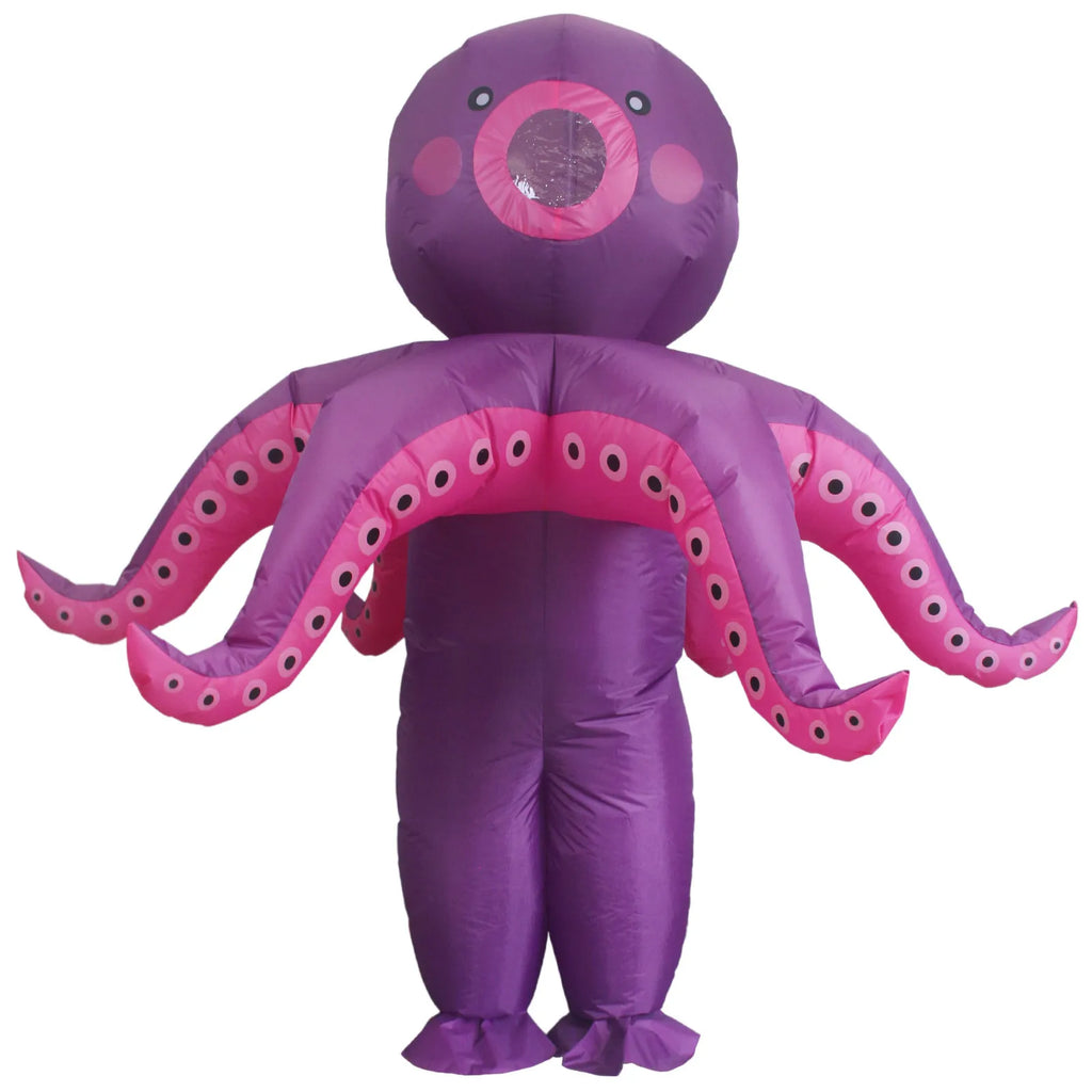 Adults Sea Monster Octopus Inflatable Costume Cartoon Blow Up Suit with Fan Funny Fancy Dress For Xmas Halloween Carnival Party