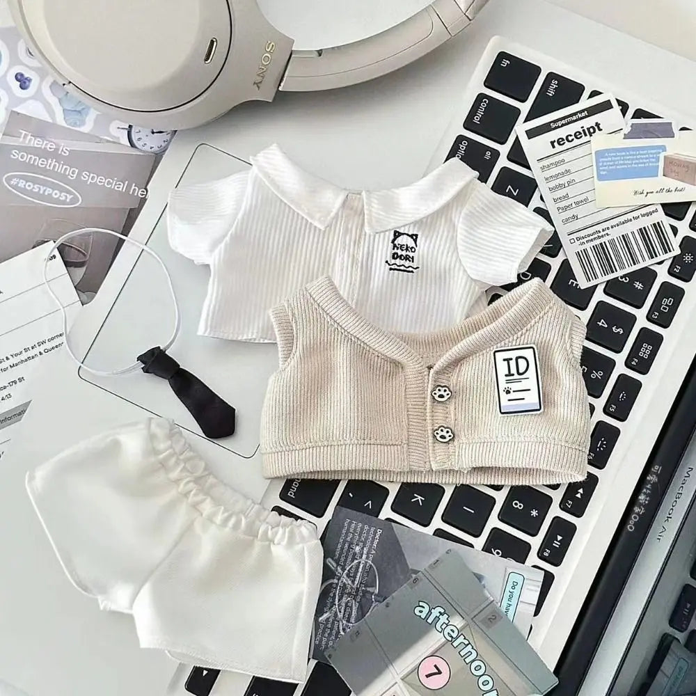 20cm Doll Clothes Multicolor Doll Accessoires Miniature School Uniform Gift Replacement Outfit Doll Shirt Vest Pants
