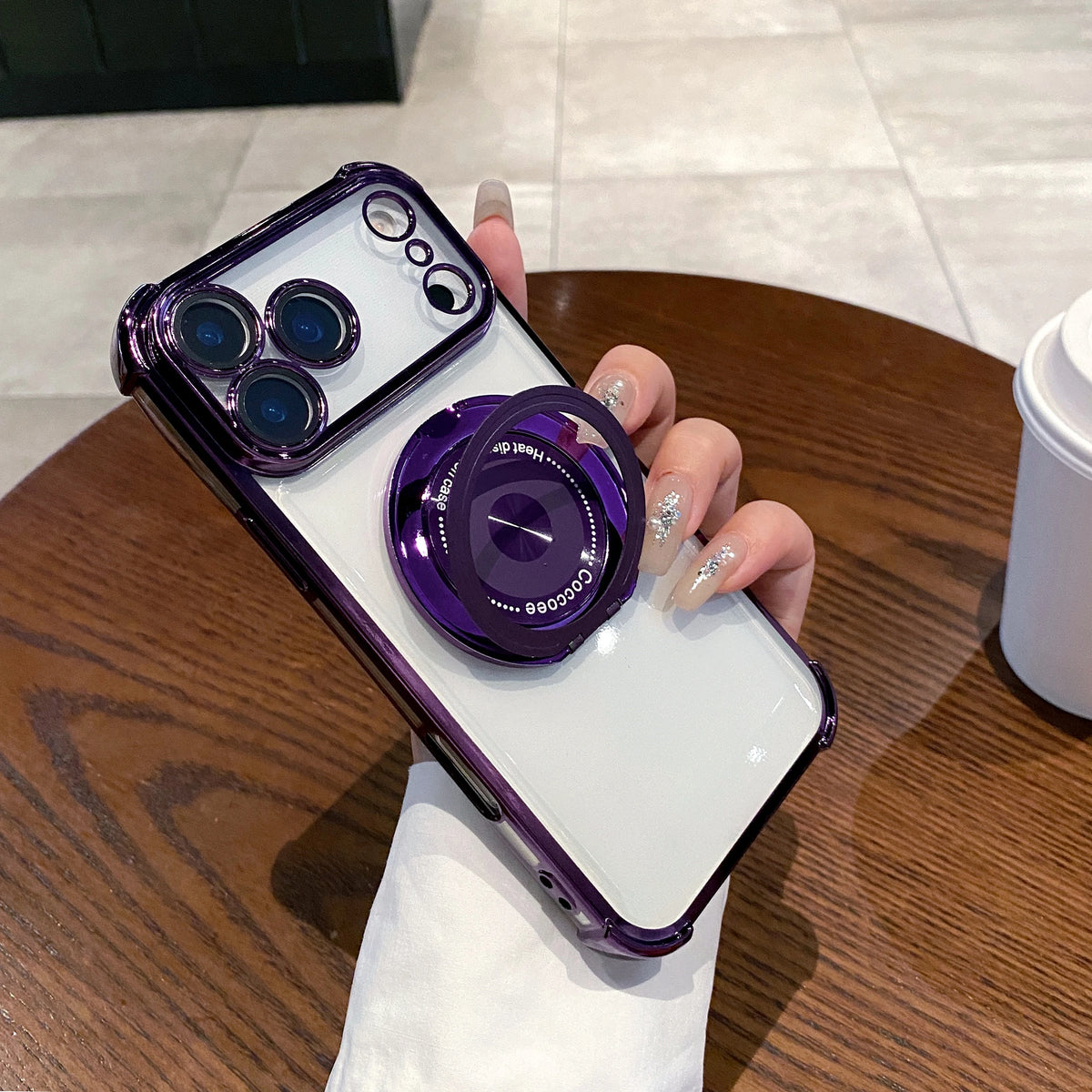 Clear Magnetic Phone Case With 360° Rotating Holder & Lens Protective Film For iPhone 17 Air 16E 15 14 13 12 11 Plus Pro Max