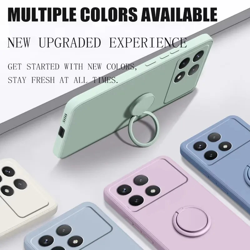 Luxury Liquid Silicone Magnetic Holder Stand Phone Case For XiaoMi Redmi 12C A5 A3 A2 Note 14 13 12 Pro Plus 11 10 9 Back Cover