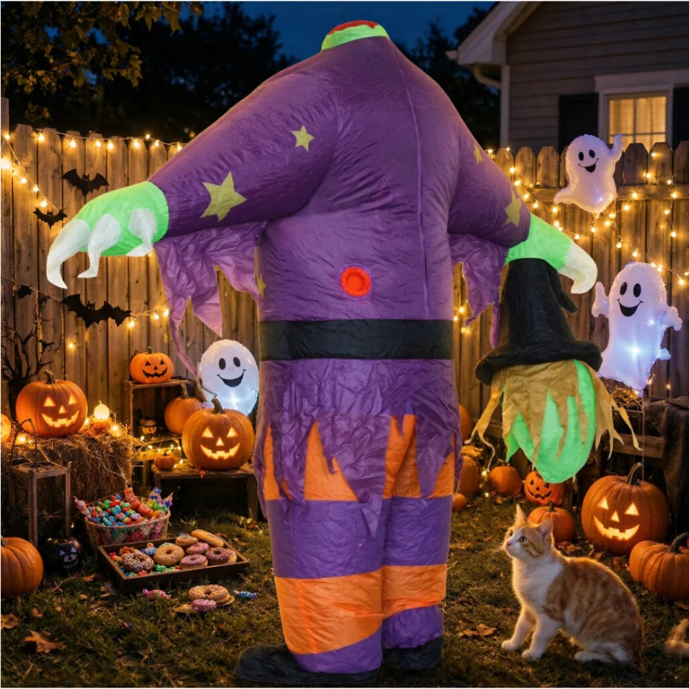 1Pc Spooky Headless Witch Inflatable Suit, Unisex Adult Fancy Outfit, Great for Horror Party, Carnival Parade & Cosplay Events
