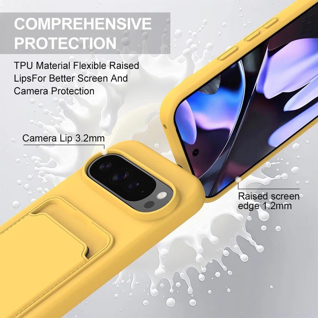 Premium Lanyard Rope Soft Liquid Silicone Phone Case For Google Pixel 10 9 Pro XL ShockProof Wallet Card Holder Protective Cover