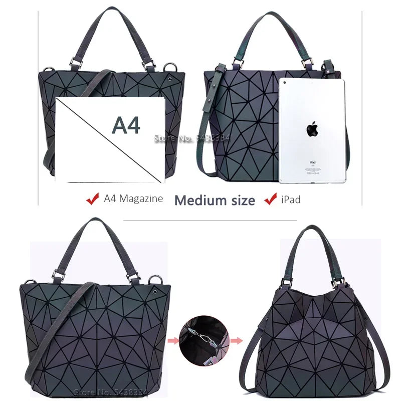 Luminous Bag Geometric Bags for Women 2021 Quilted Shoulder Bags Set Folding Totes Sac a Main Femme Handbags Bolsa Feminina