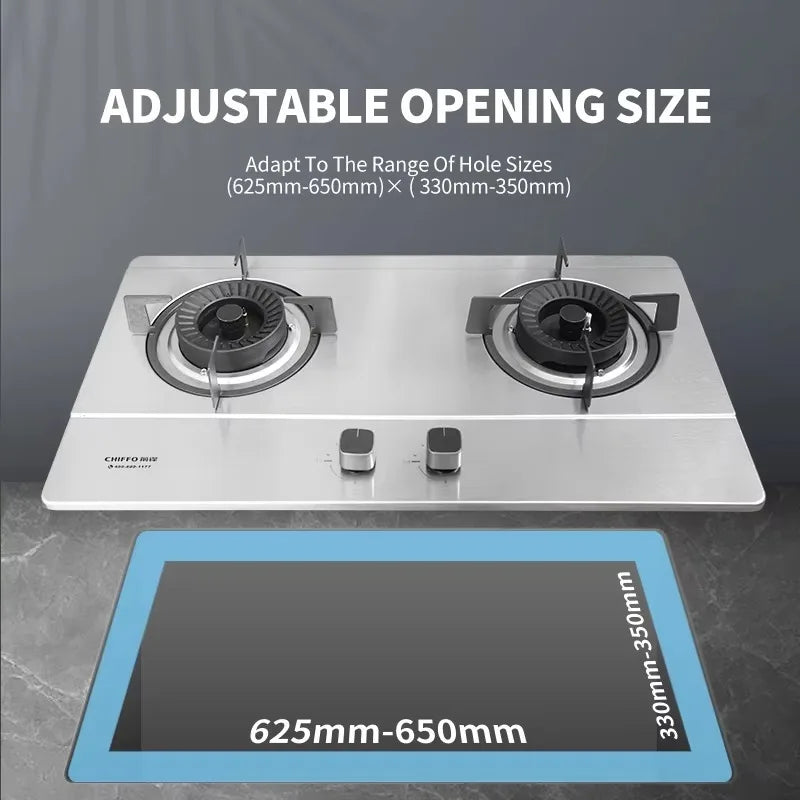 Energy-Efficient LPG Class Dual-Cooker Gas Cooktop Piezoelectric Ignition Stainless Steel Surface Household Built-In Flameout 30