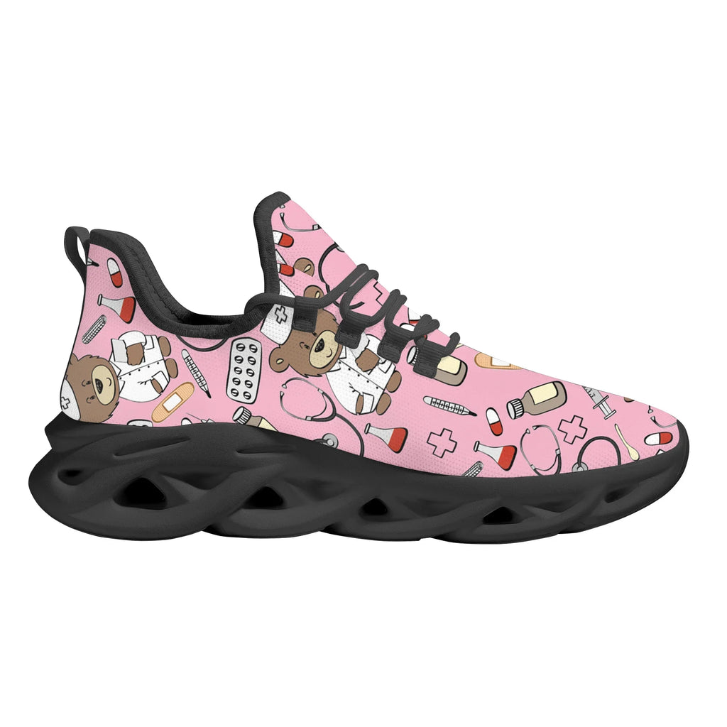 Pink Cartoon Doctor Nurse Shoes for Women Female Flats Shoes Running Sneakers Light Mesh Ladies Footwear chaussure femme