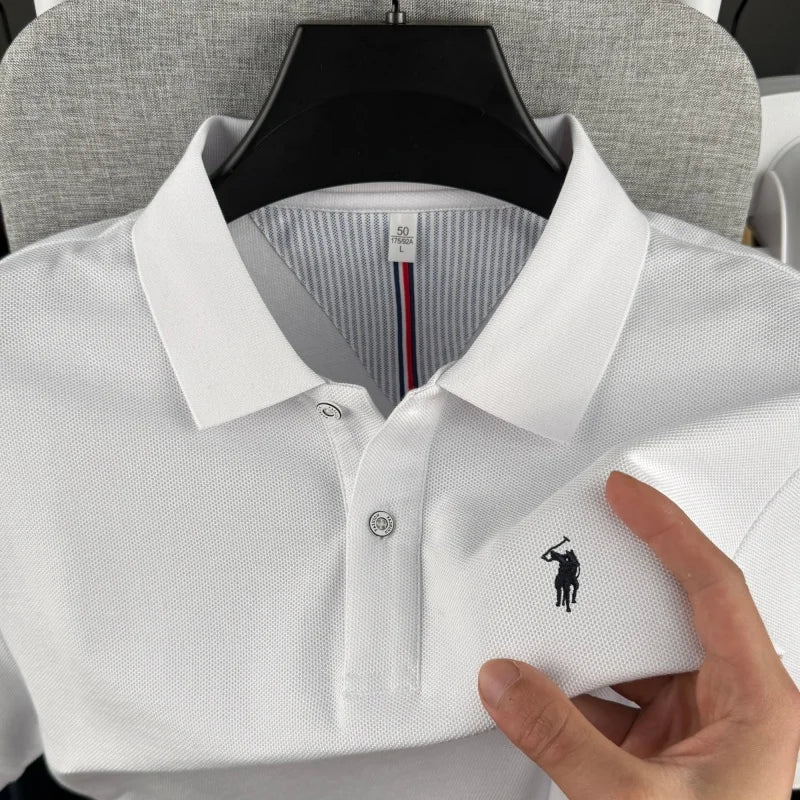 100% Pure Cotton High-End Brand Men's Short Sleeve Polo Shirt 2026 Summer Luxury Fashion Pony embroidery Golf Top Casual T-Shirt