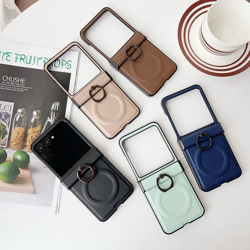 360 Rotating Ring Holder Magnetic Wireless Charging Phone Case for Motorola Razr 50 60 70 Ultra Moto Razr 50 60 70 Leather Cover
