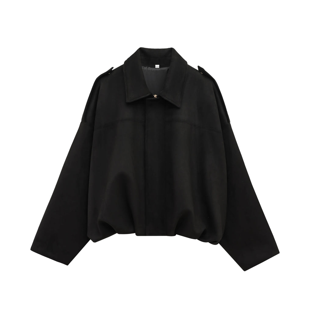 KONDALA 2025 Fall Winter Women's Bomber Jacket Lapel Long Sleeve Zipper Suede Jacket Women High Street Jackets Coats Outerwears