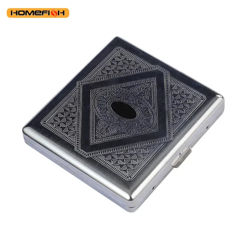 Metal Cigarette box stainless steel Embossed Portable Cigarette case personalized fashionable storage box Smoking Tool
