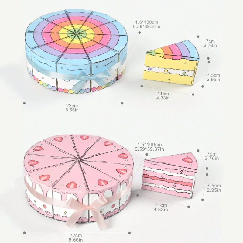 Triangular Cake Shaped Paper Gift Box Creative Candy Cookie Packaging Box Birthday Party Wedding Favor Table Decor Supplies