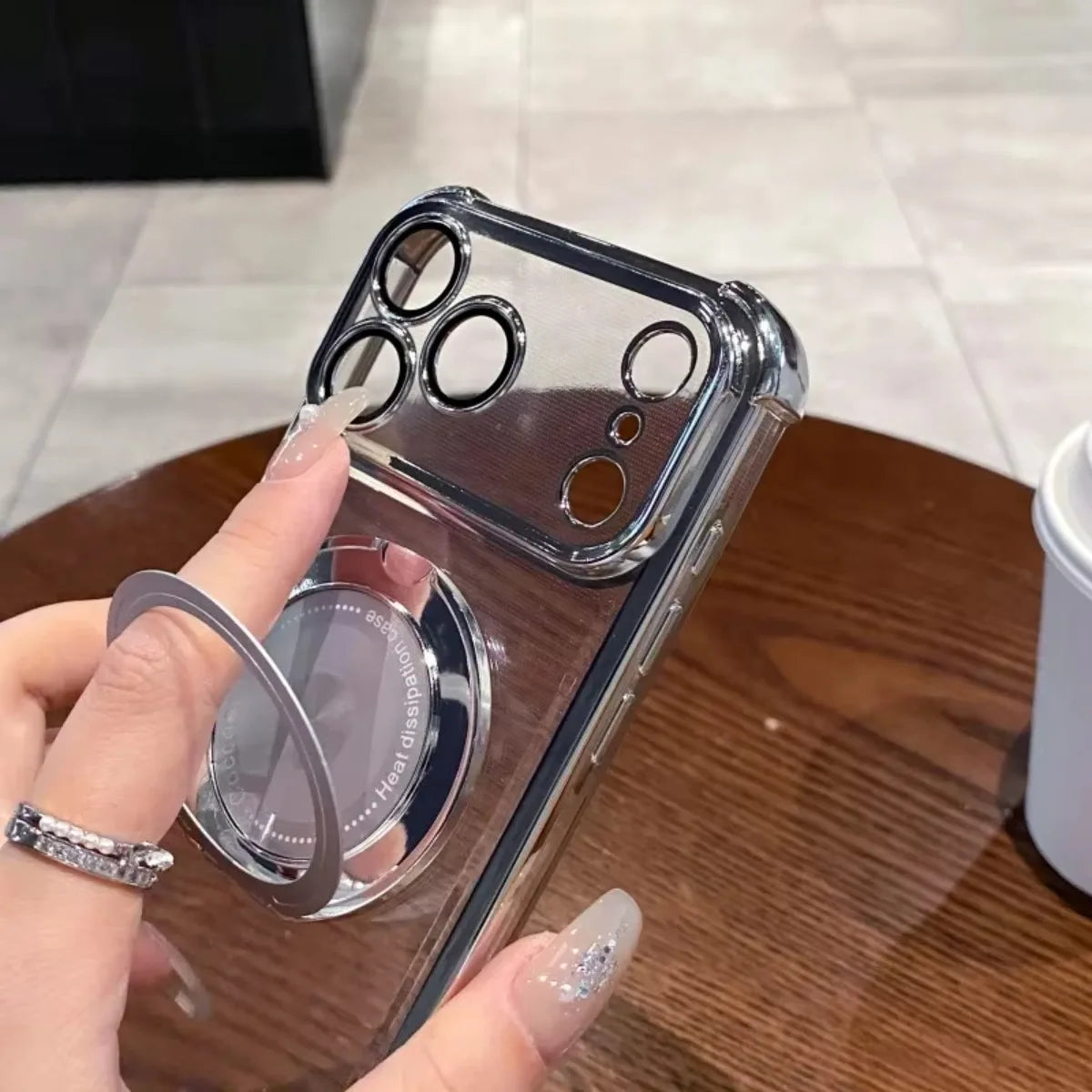 Clear Magnetic Phone Case With 360° Rotating Holder & Lens Protective Film For iPhone 17 Air 16E 15 14 13 12 11 Plus Pro Max
