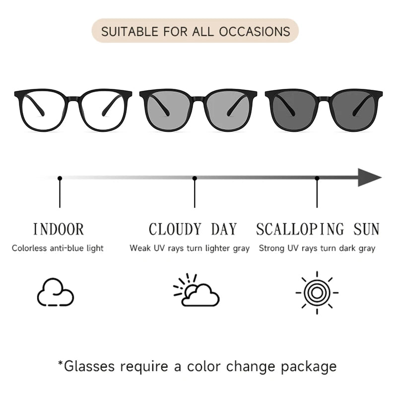 Professional Fashion Large Frame Photochromic Sunglasses Large Frame For Office And Outdoor Use UV400 Fashion Accessories