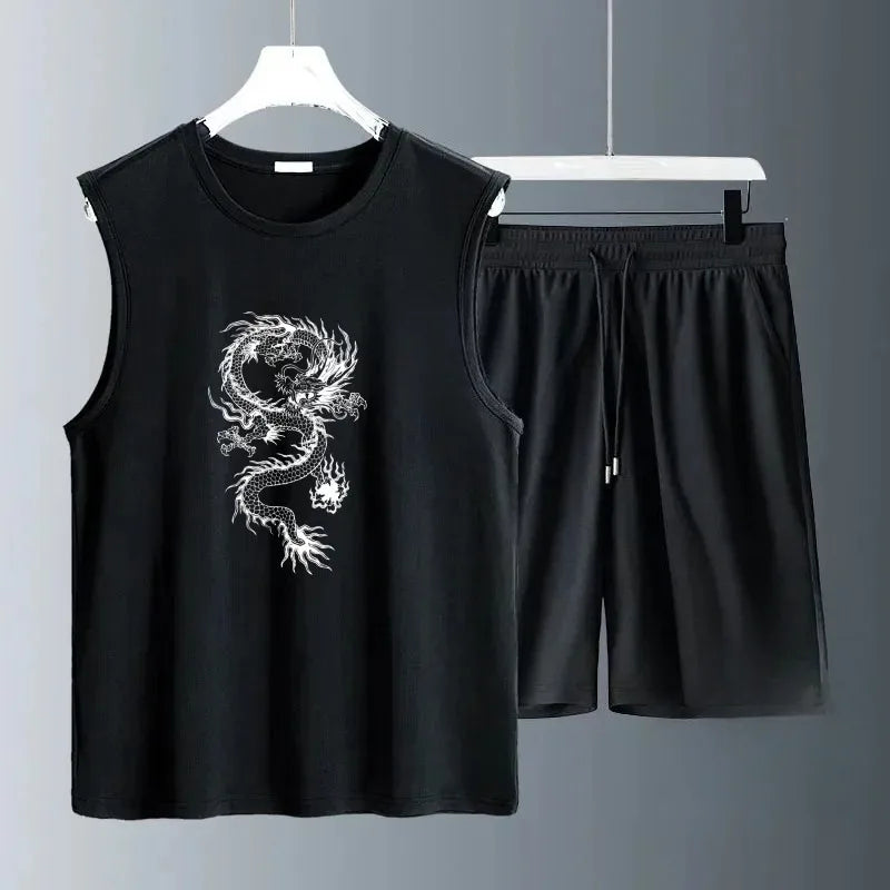 Men's Tank Top Sets 2026 Summer Quick drying  beach running Old money man sports seaside Breathable men's chandals oversize