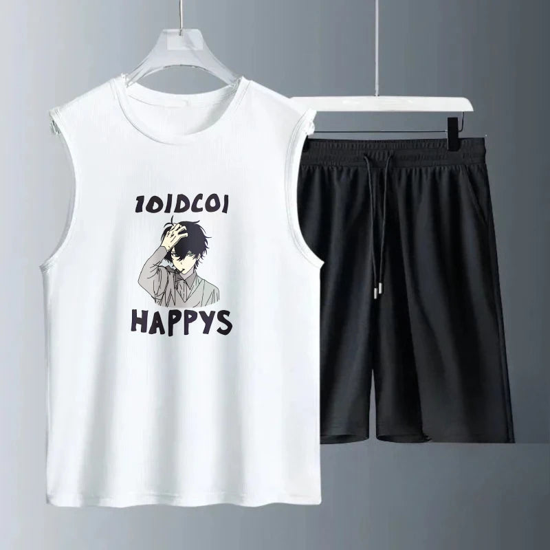 Men's Tank Top Sets 2026 Summer Quick drying Breathable beach two-piece set  oversize men's chandals sports running seaside