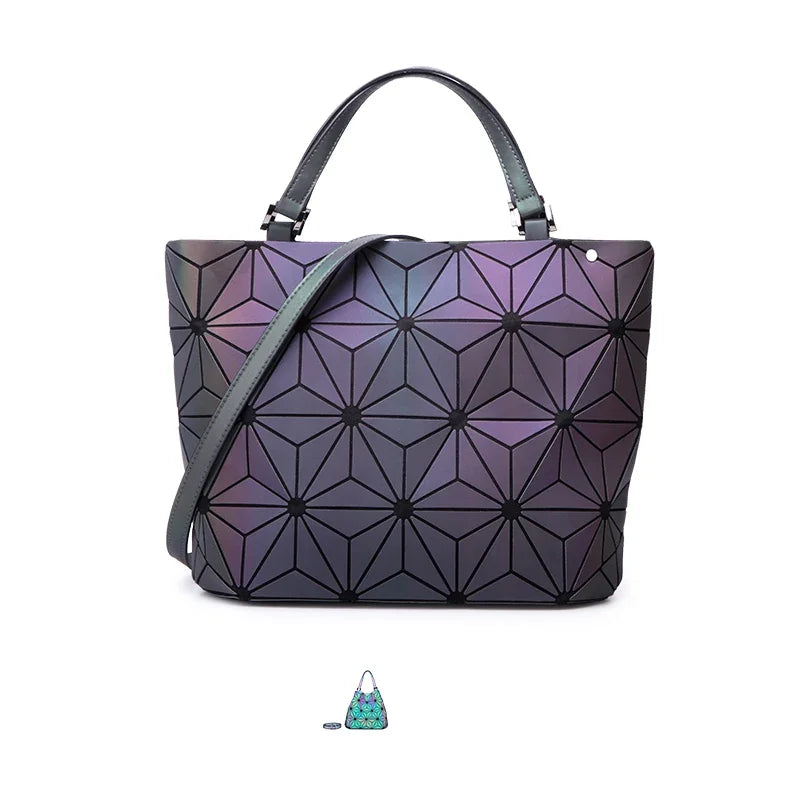 Luminous Bag Geometric Bags for Women 2021 Quilted Shoulder Bags Set Folding Totes Sac a Main Femme Handbags Bolsa Feminina