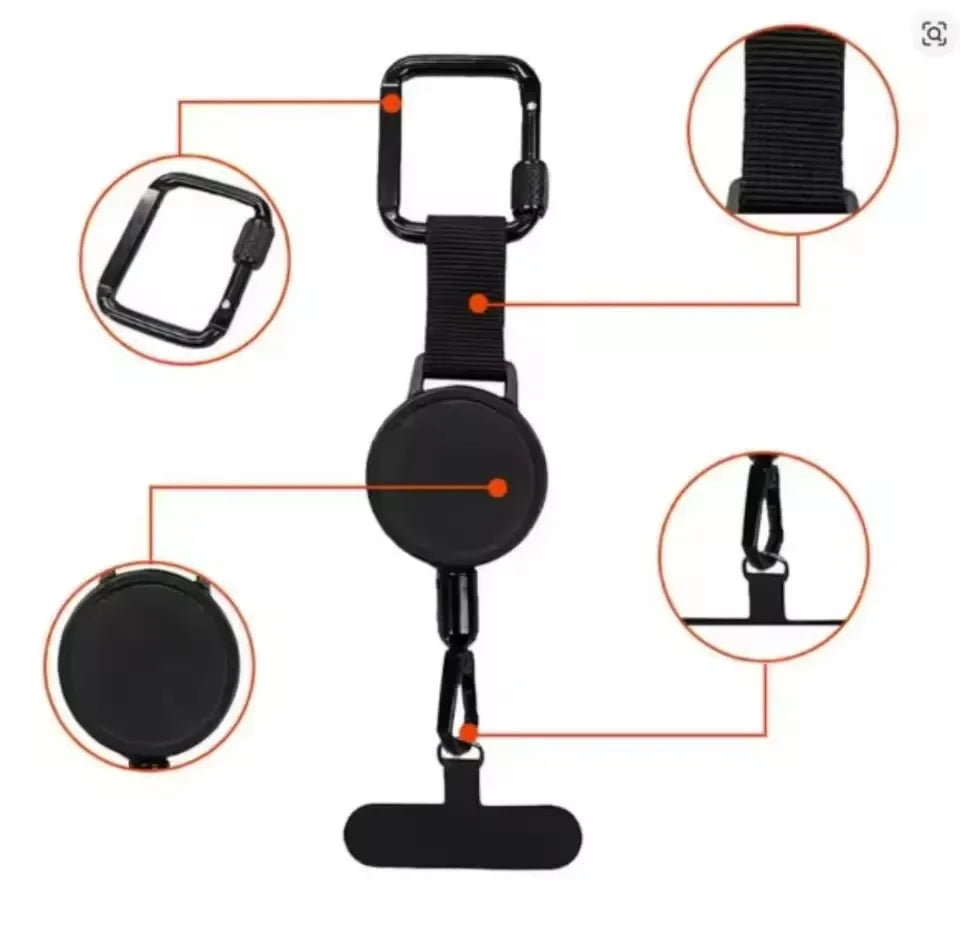 Retractable Anti-Theft Phone Holder Outdoor Case for IPhone 17 Air 16 E 15 14 13 12 11 Pro Max Plus Anti-lost Cord Clip Cover