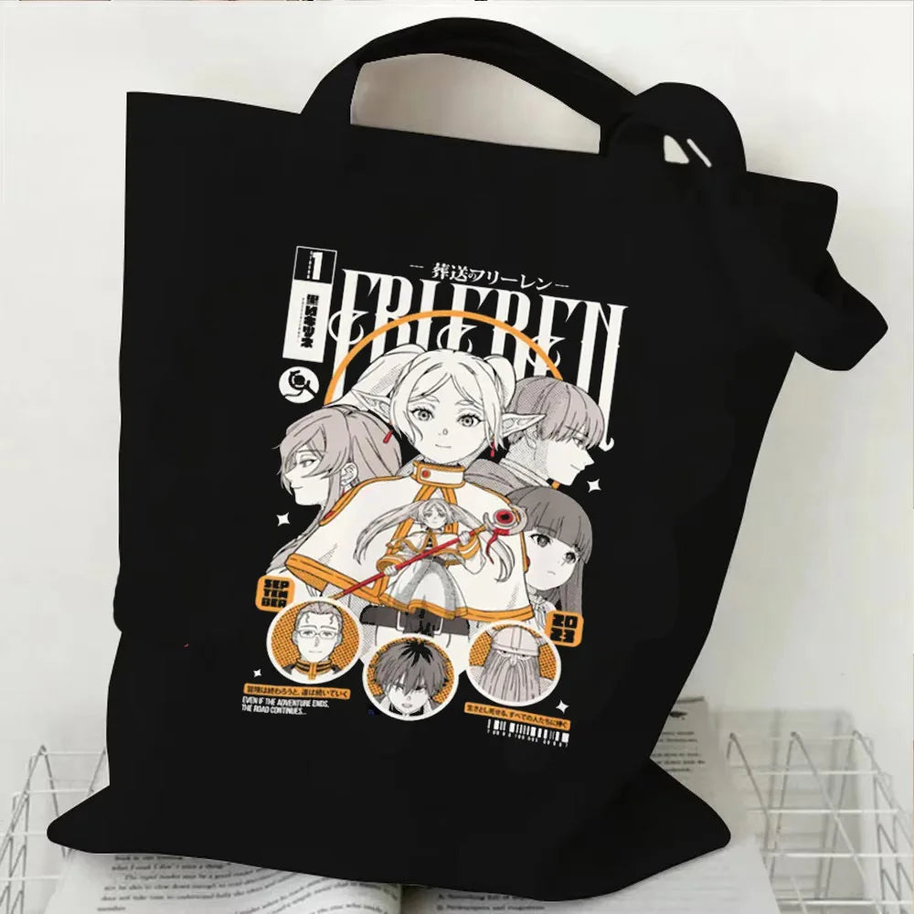 Frieren Tote Bag Canvas Grocery Reusable Y2k Sac Cabas Femme Large Capacity Shoulder Bag Fashion Shopping Bags Fan Gifts