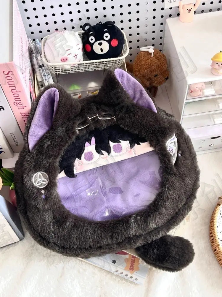 Genshin Impact Pantalone Regrator Cosplay Cute Ear Transparent itabag Student Zipper Backpack Messenger Bags Shoulder Bag