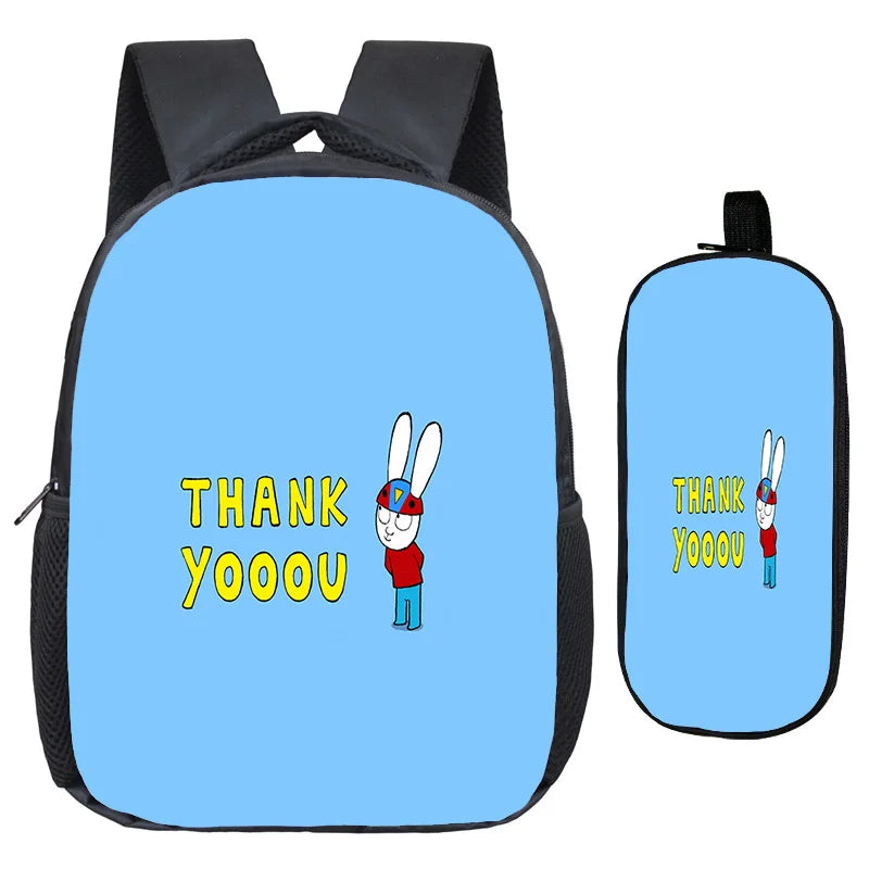 Simon Super Rabbit Backpack Pencial Case 2PCS Boy Girl Casual Backpacks Student Custom Knapsack Child Back to School Bag Mochila