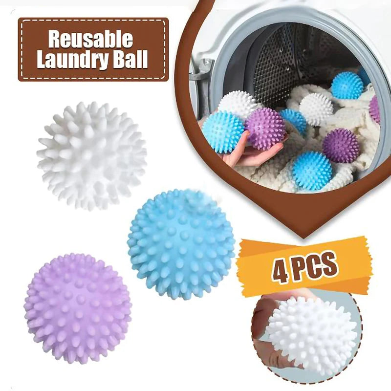 4Pcs PVC Dryer Ball Reusable Laundry Ball Washing Machine Drying Fabric Softener Ball For Home Clothe Cleaning Tool Accessrices