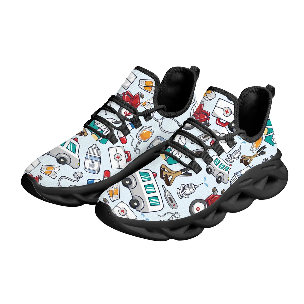 Pink Cartoon Doctor Nurse Shoes for Women Female Flats Shoes Running Sneakers Light Mesh Ladies Footwear chaussure femme