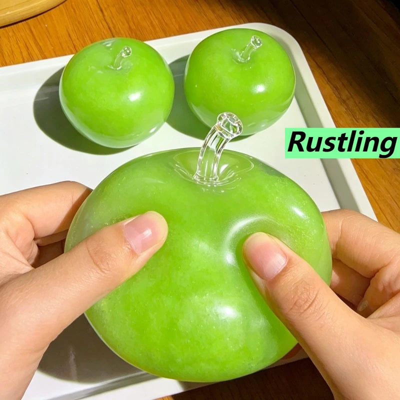 Green Apple Slushie Squishy Fidget Toy Crunchy Moldable Non-Bounce Sensory Stress Reliever Medium Grip Strength Slow Rising Gift