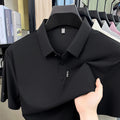 Luxury brand ice silk short sleeve polo shirt men's new fashion letter embossed summer breathable casual business lapel T-shirt