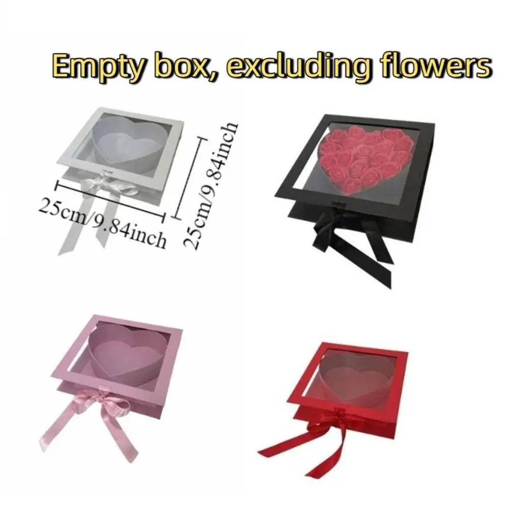 Transparent Window Mother's Day Gift Box Fillable Elegant Gift Packaging Box Romantic Cardboard Floral Packaging Box