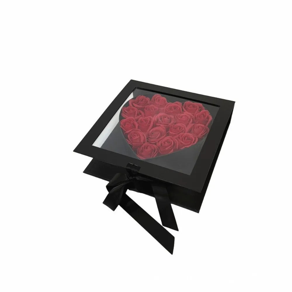 Transparent Window Mother's Day Gift Box Fillable Elegant Gift Packaging Box Romantic Cardboard Floral Packaging Box