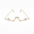New Rhinestone Rimless Decor Glasses Tassel Chain Geometric Frame Women Party Fashion Eyewear Photo Prop Accessories Gifts