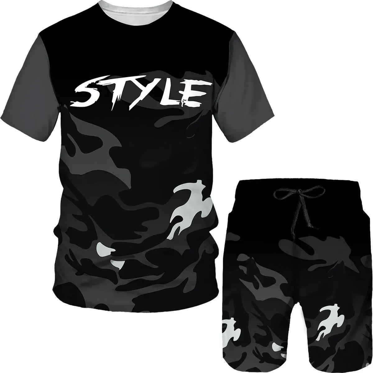 Camouflage Men's Suits Camo 3D Print T-Shirts Shorts 2-Piece Sets Casual Tracksuits Streetwear Oversized Outfits Man Clothing
